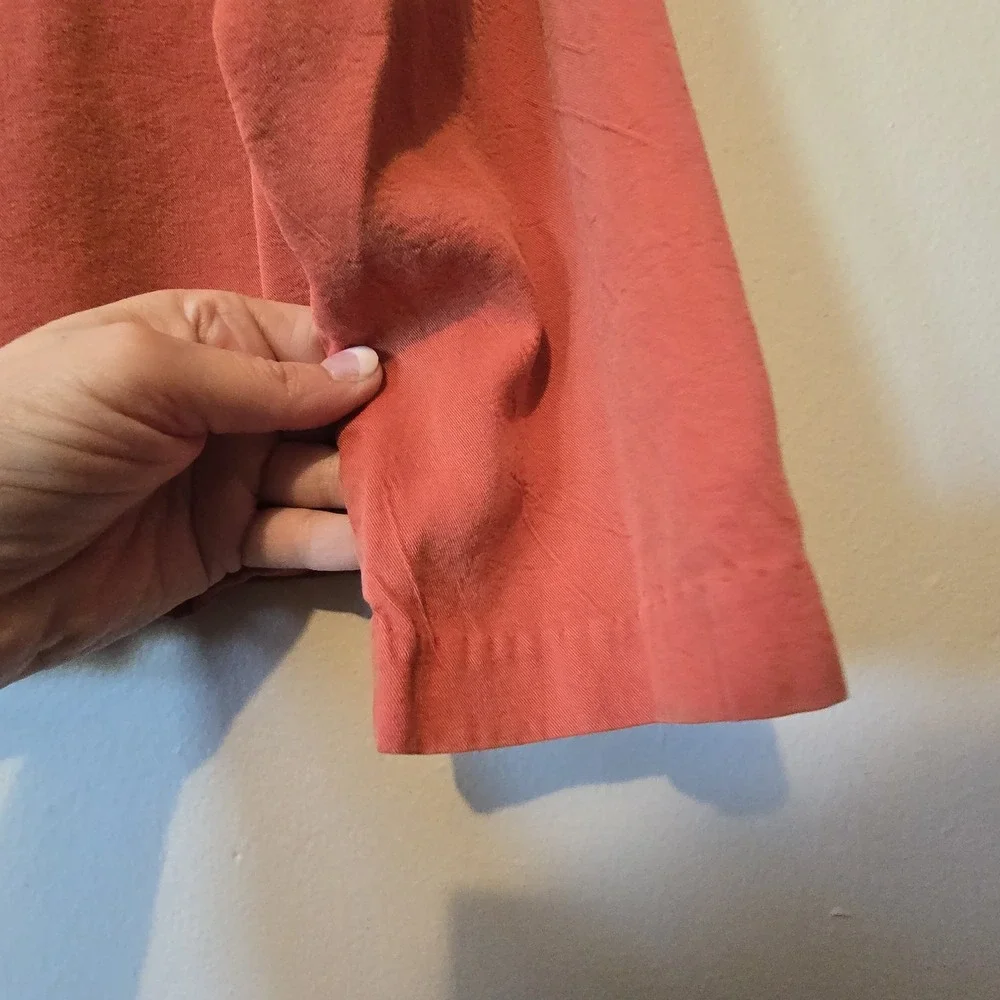 Habitat Boxy Jacket‎ Women SM Orange Tencel Pockets Button Lagenlook Artsy USA